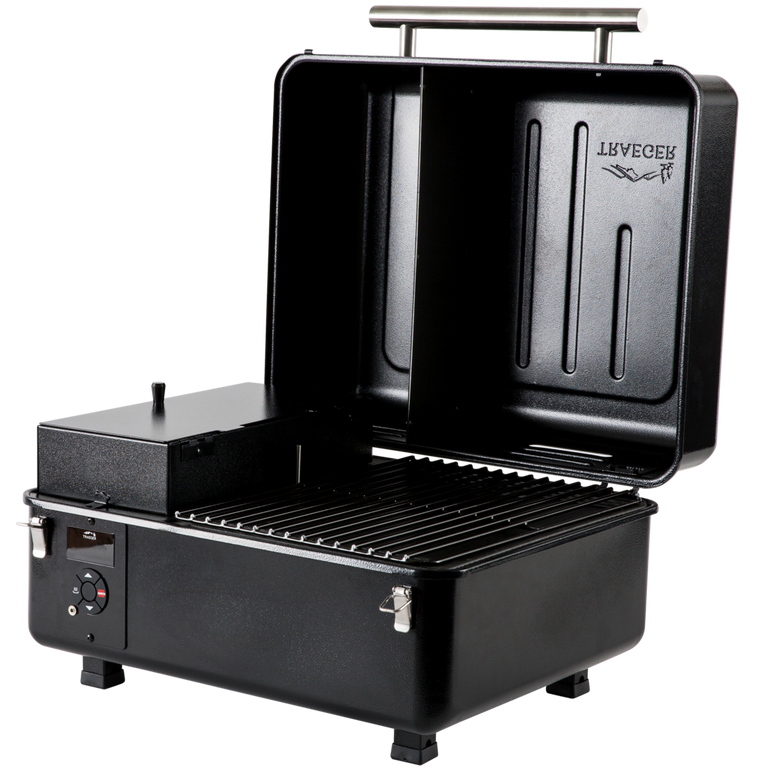 Steak cooking on Traeger Ranger pellet grill with wood-fired flavor
