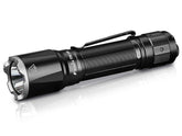 The Fenix TK16 V2.0 flashlight with a dual tail switch design, compact body, and stainless steel strike bezel