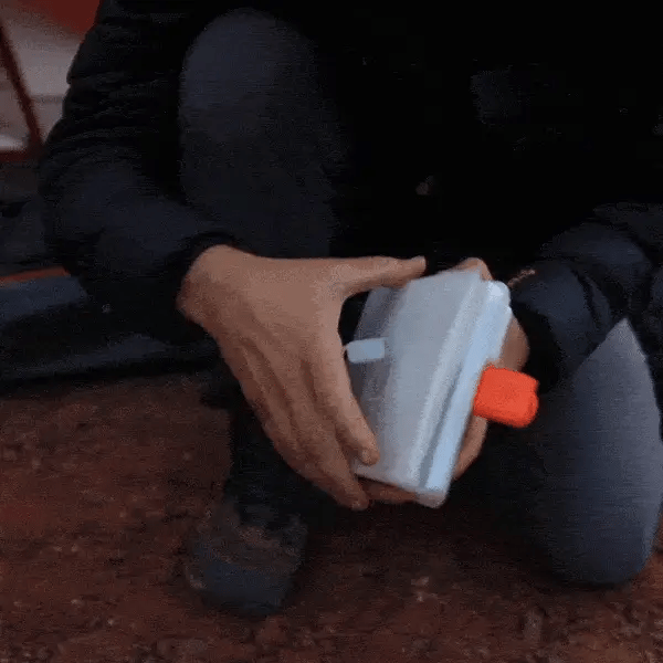 Close-up of the Titan Power Lantern's Twist-to-Inflate design for easy setup and portability