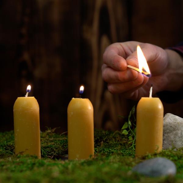 Emergency preparedness beeswax candle for blackout and storm kits