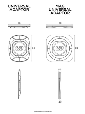 Quad lock mounts dimensions