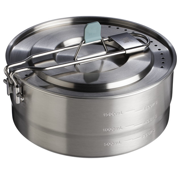 Tri ply stainless steel camping cookware set with saucepan