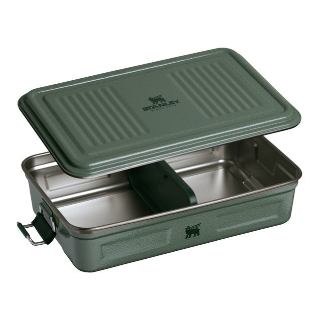 Durable metal lunch container for work or travel