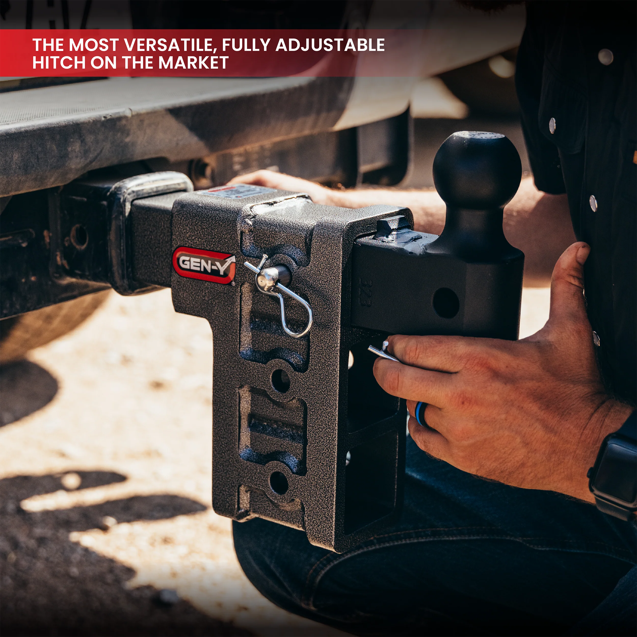 2.5-inch and 3-inch receiver compatible drop/rise hitch
