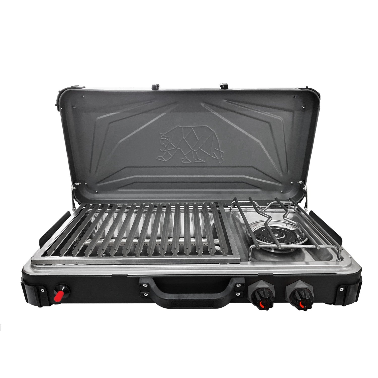 Kuma Grill & Burner Propane Stove with dual burner and grill for outdoor cooking