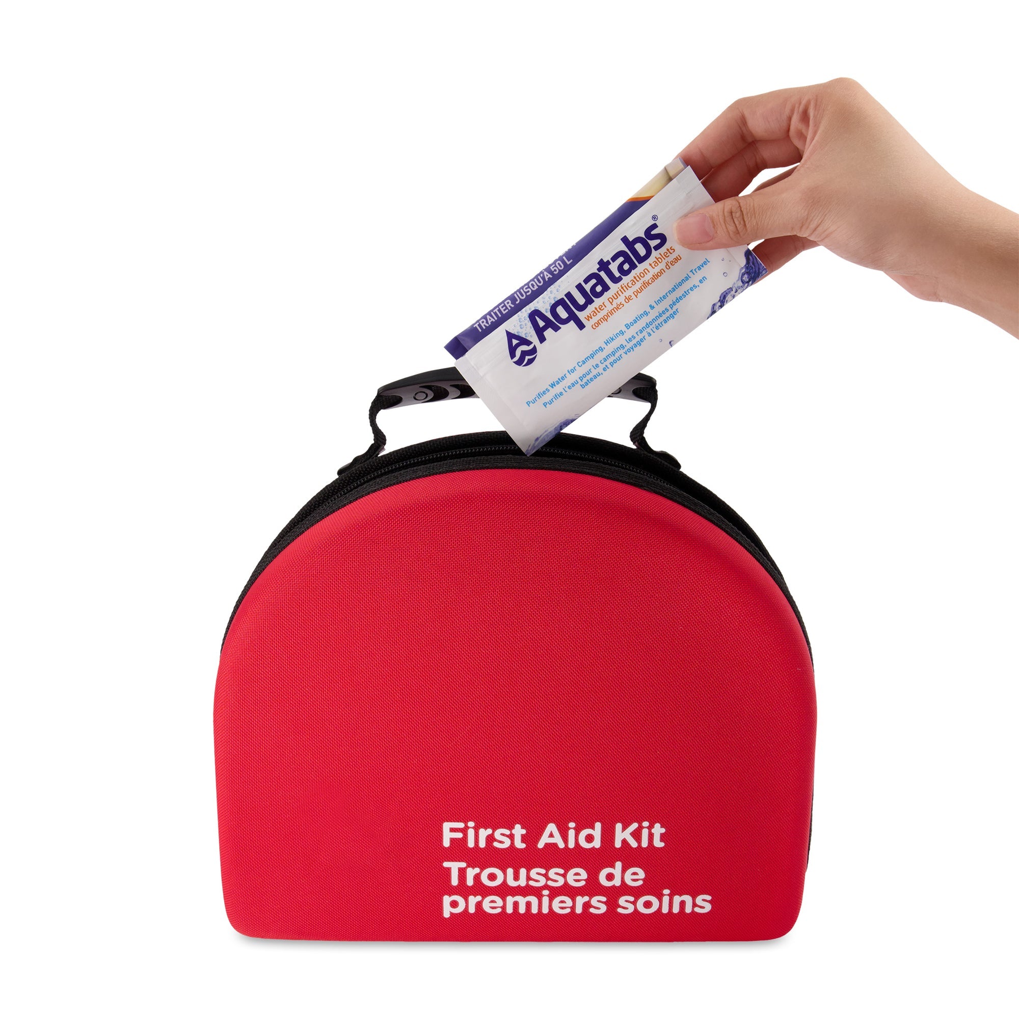 Aquatabs Canadian-format water purification tablets with English and French instructions