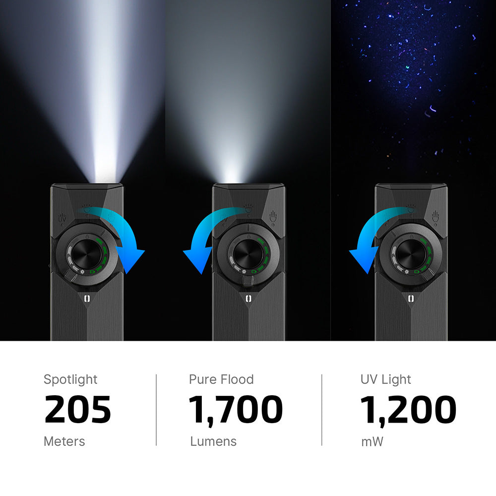 Olight ArkPro EDC flashlight featuring UV light and green laser