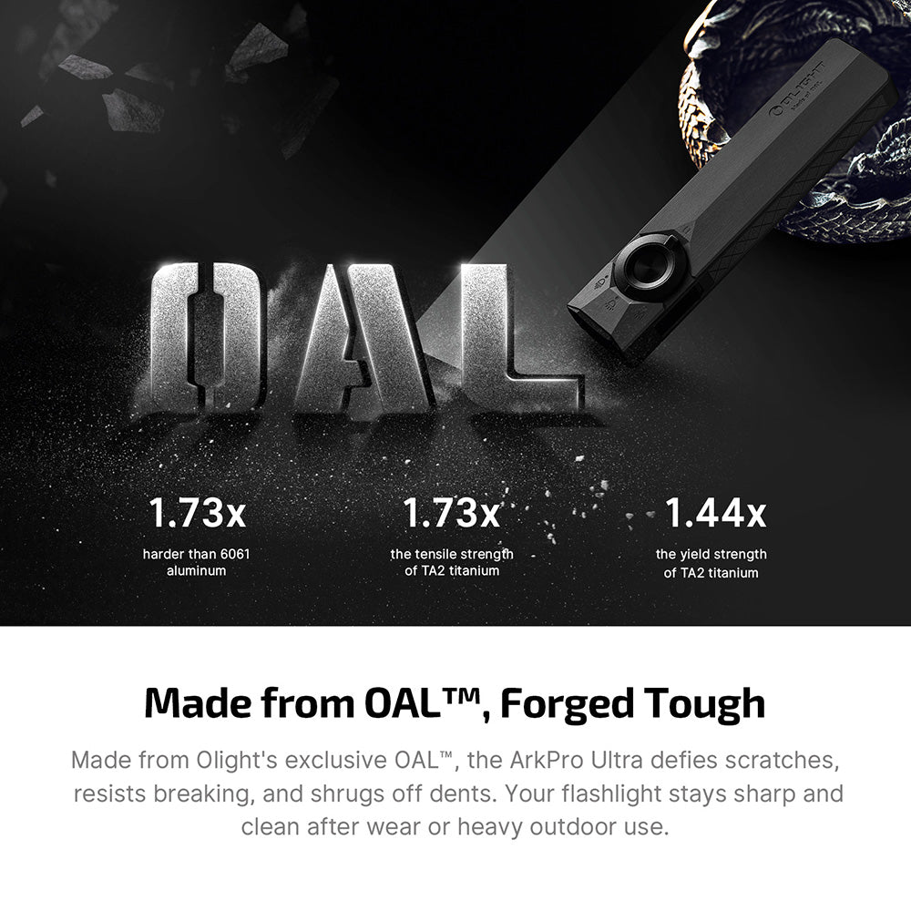 Olight ArkPro rechargeable flashlight showing slim pocket-friendly profile