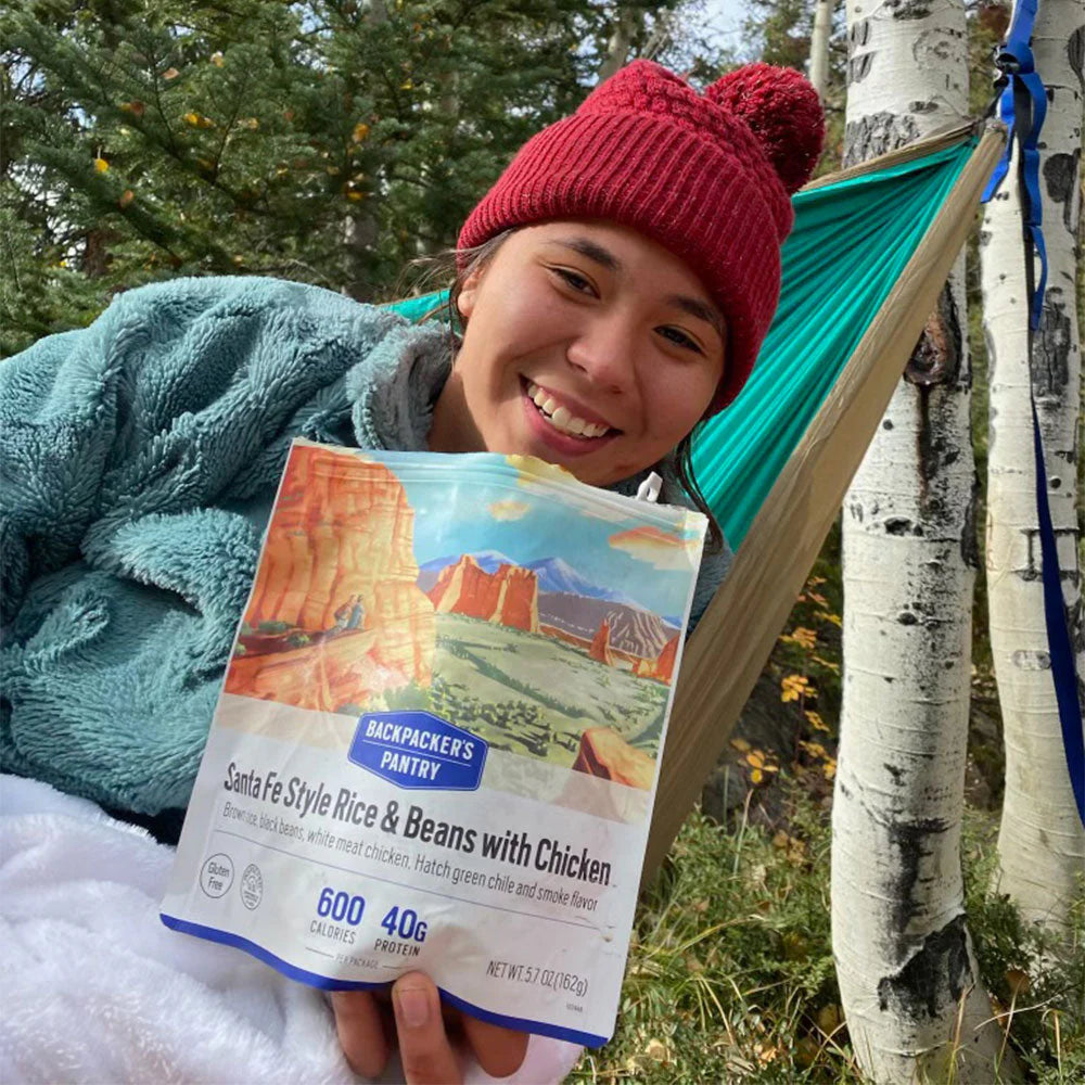 Freeze-dried Santa Fe chicken and rice meal for camping
