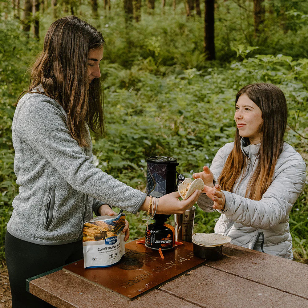 Hot breakfast meal for hiking and outdoor adventures