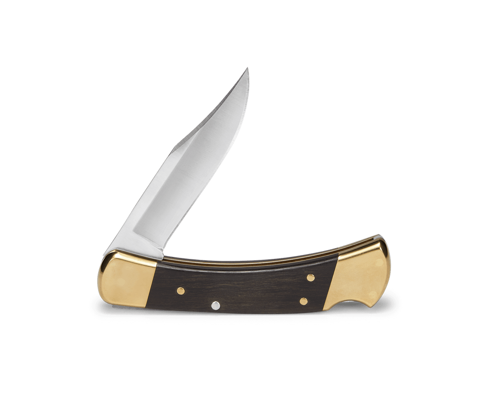 Buck 110 Folding Hunter folding knife with ebony handle and brass bolsters