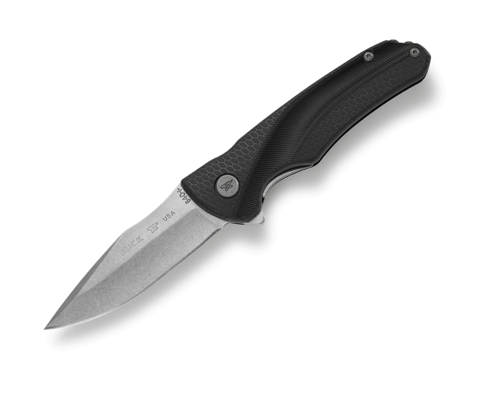 Buck 840 Sprint Select 420HC folding EDC knife with satin drop point blade and deep pocket clip