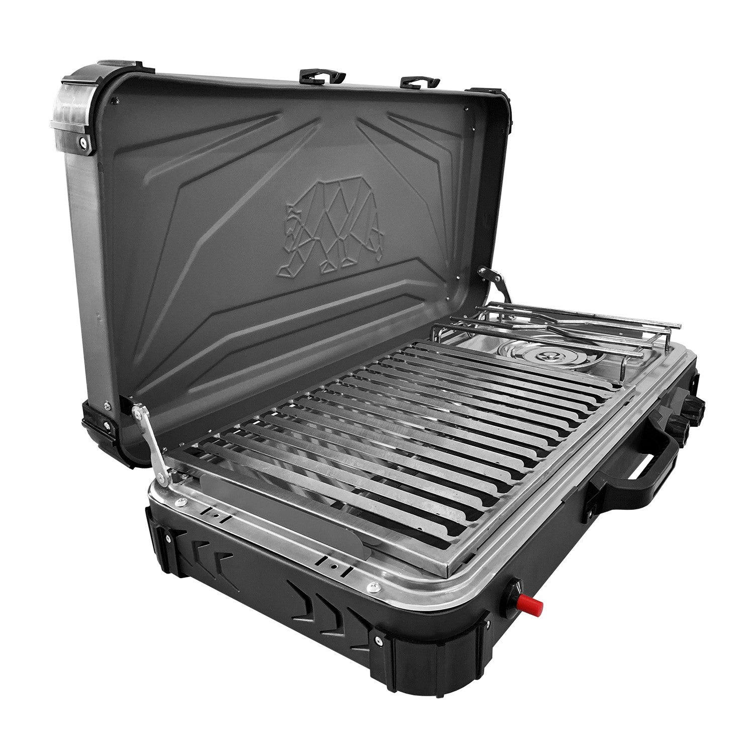 Kuma propane cooking stove with heavy-duty steel frame and corner bumpers