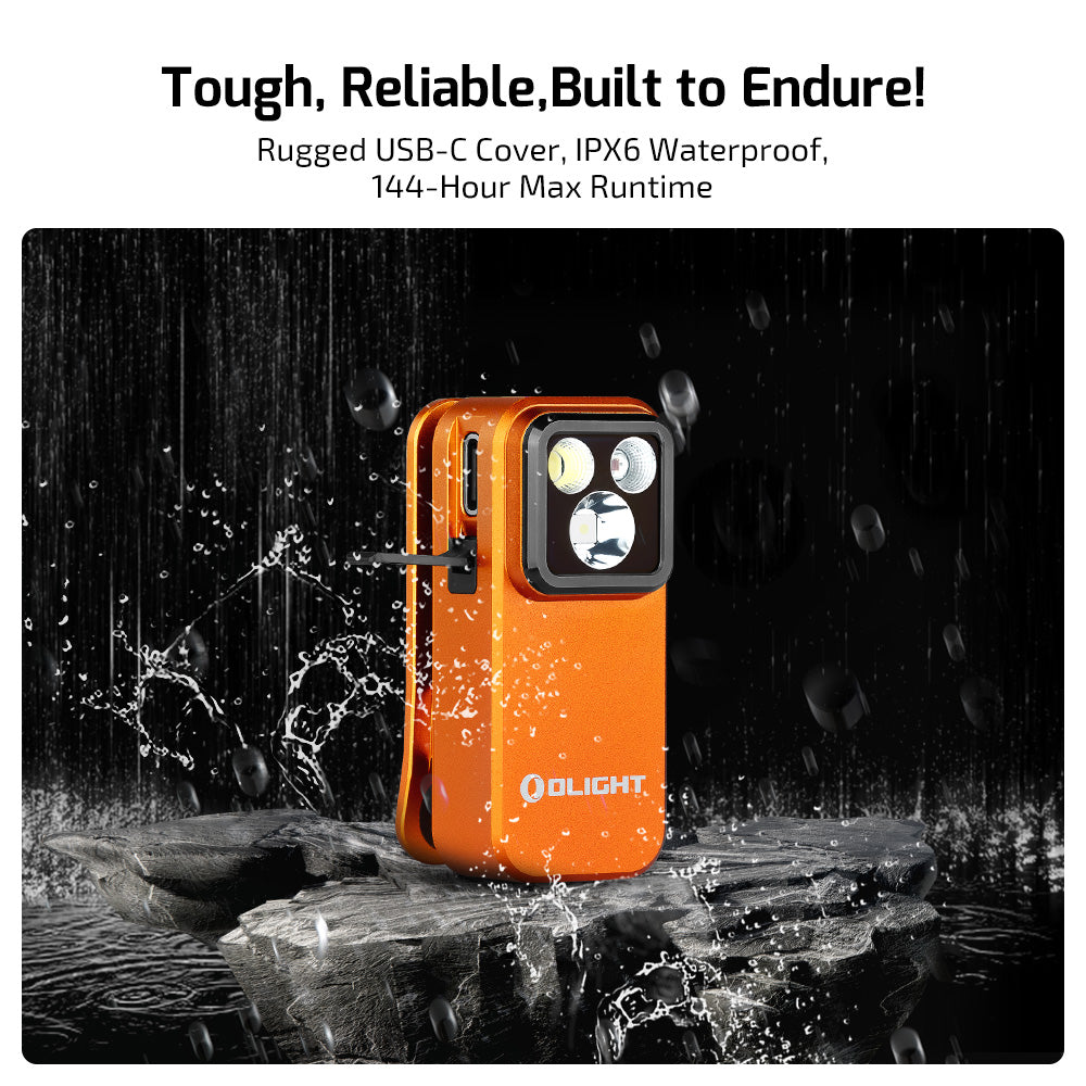 Olight Oclip Pro flashlight with included USB-C charging cable