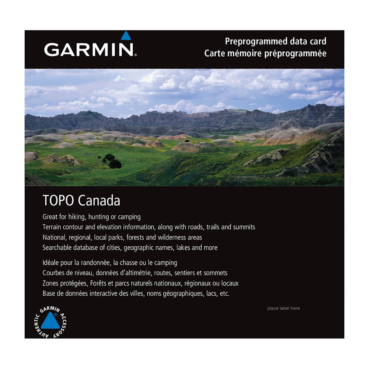 Garmin preprogrammed data card