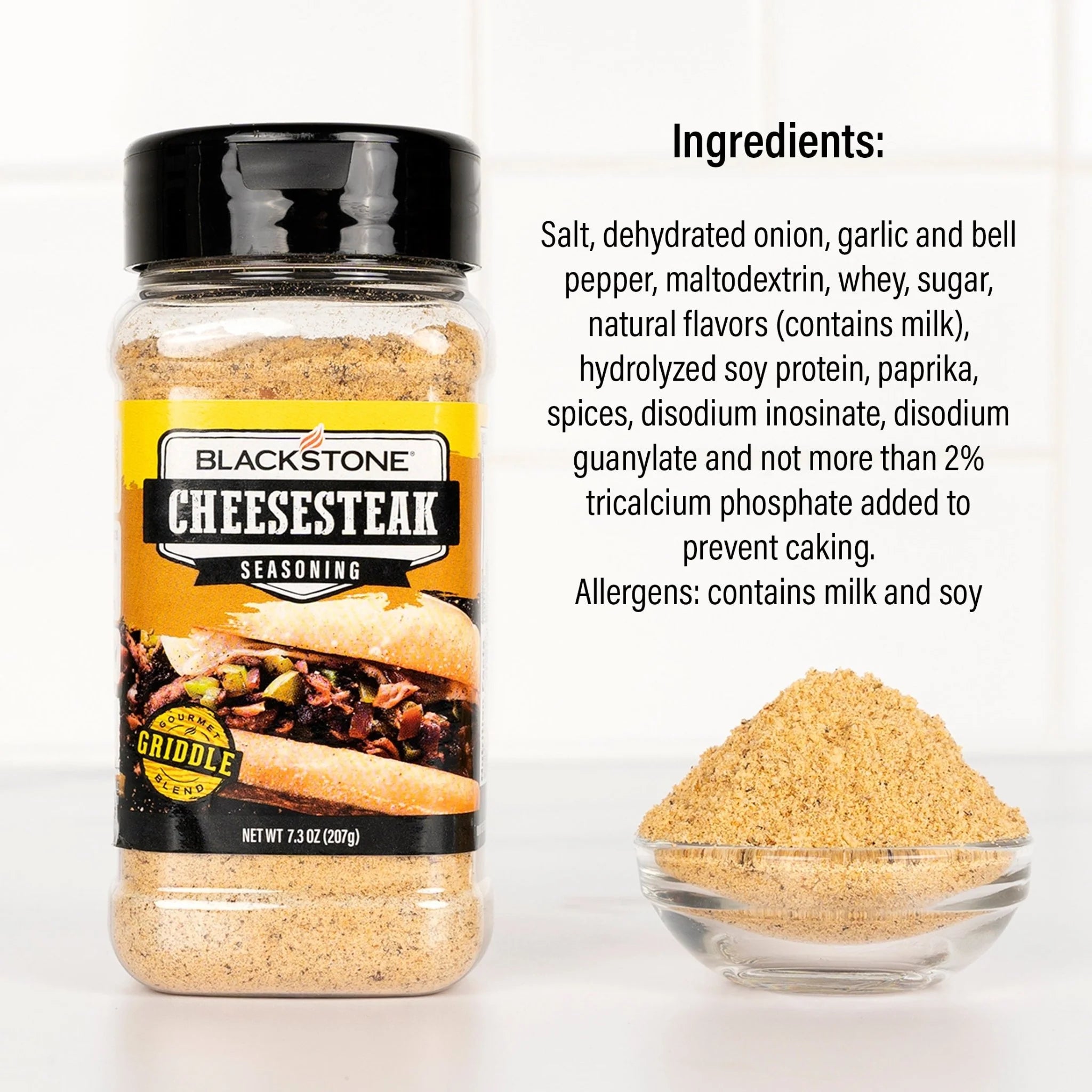 Sprinkling Blackstone Cheesesteak Seasoning on sizzling steak slices