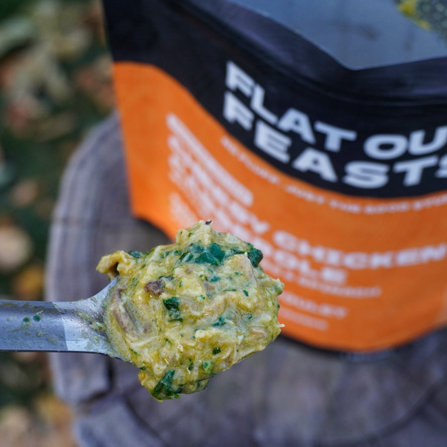 Just-add-water freeze-dried chicken casserole outdoor meal ready in 5 minutes