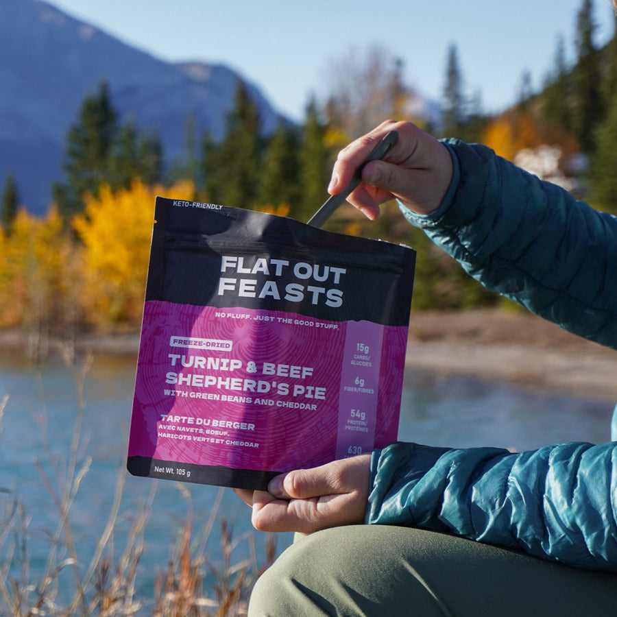 Keto-friendly freeze-dried turnip and beef shepherd’s pie meal