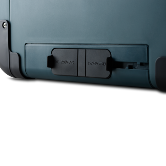 Dometic CFX2 28L cooler shown with AC and DC cables, user manual, and removable basket