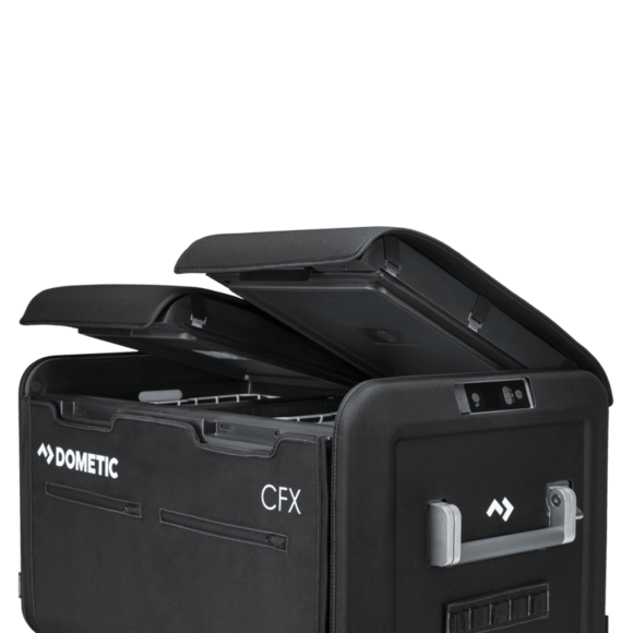 CFX3 75DZ with fitted Dometic PC75 cover during an outdoor picnic or tailgate event

