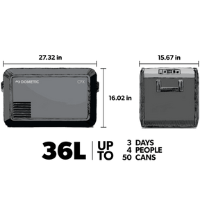 Close-up of the high-resolution color display panel on the Dometic CFX3 35 cooler, showing temperature and status indicators.