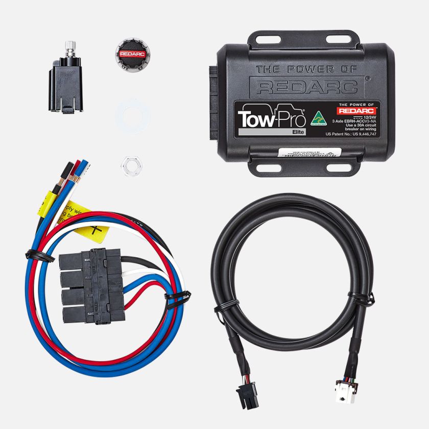 REDARC Tow-Pro Elite brake controller control knob installed in vehicle dashboard