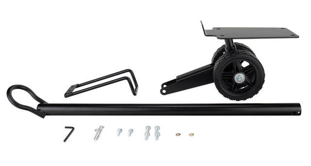 Camco Steerable Wheel Kit for 28 and 36-gallon Rhino Tote Tanks with tow bar and steerable front wheels.
