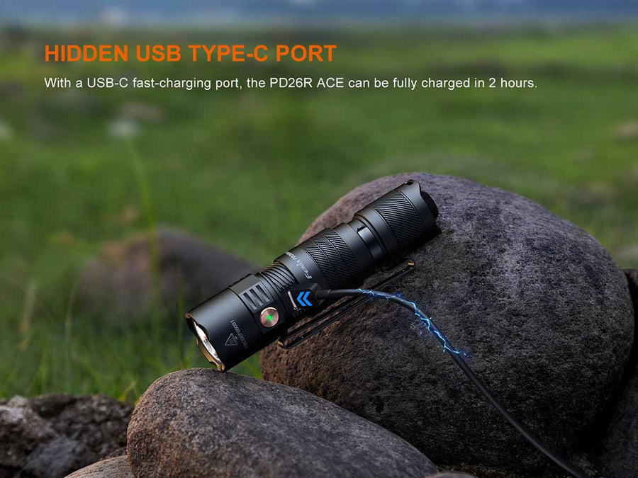 Fenix PD26R ACE flashlight with battery level indicator