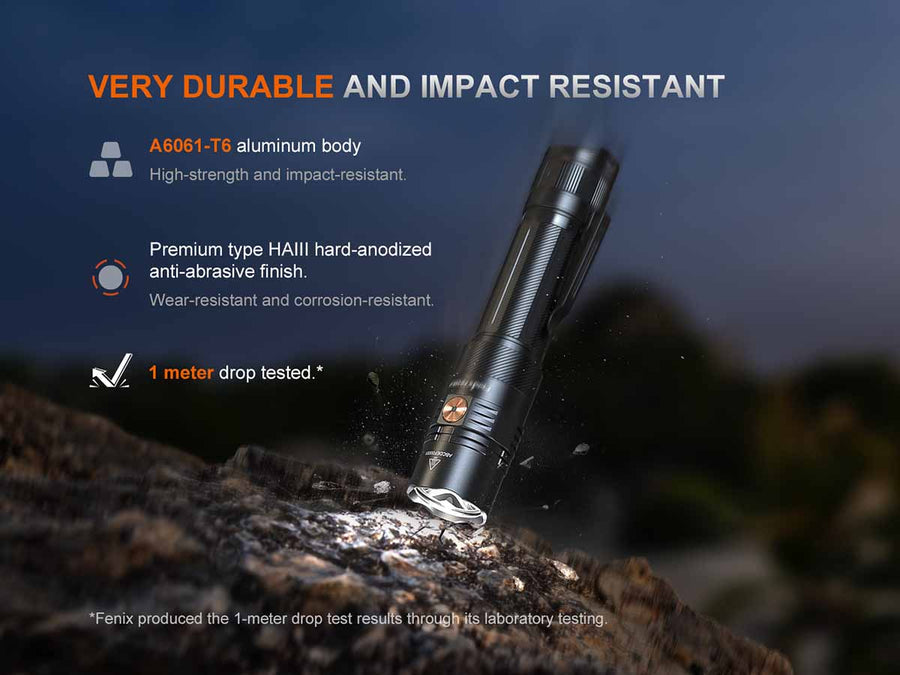 Fenix PD36R ACE flashlight with 415 meter beam distance