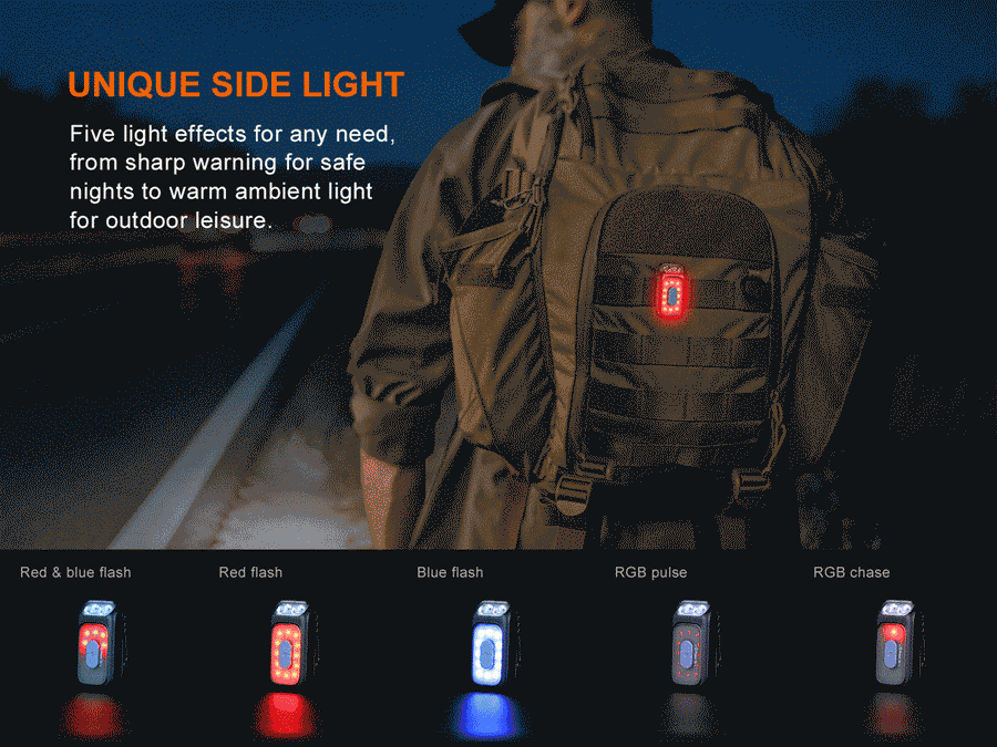 Compact Fenix E04R clip-on flashlight for camping, hiking, work, and everyday carry