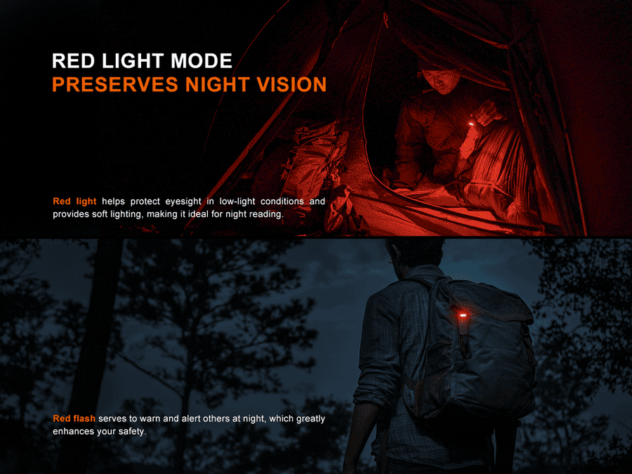 Fenix SW05R-RED flashlight with magnetic tail for hands-free lighting