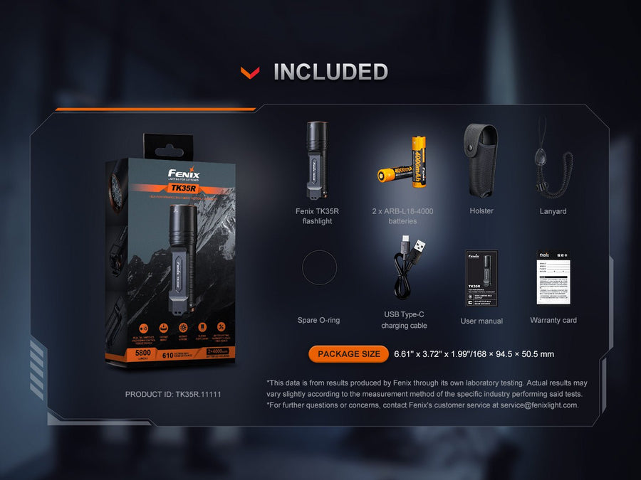 Fenix TK35R high intensity LED flashlight with glass lens