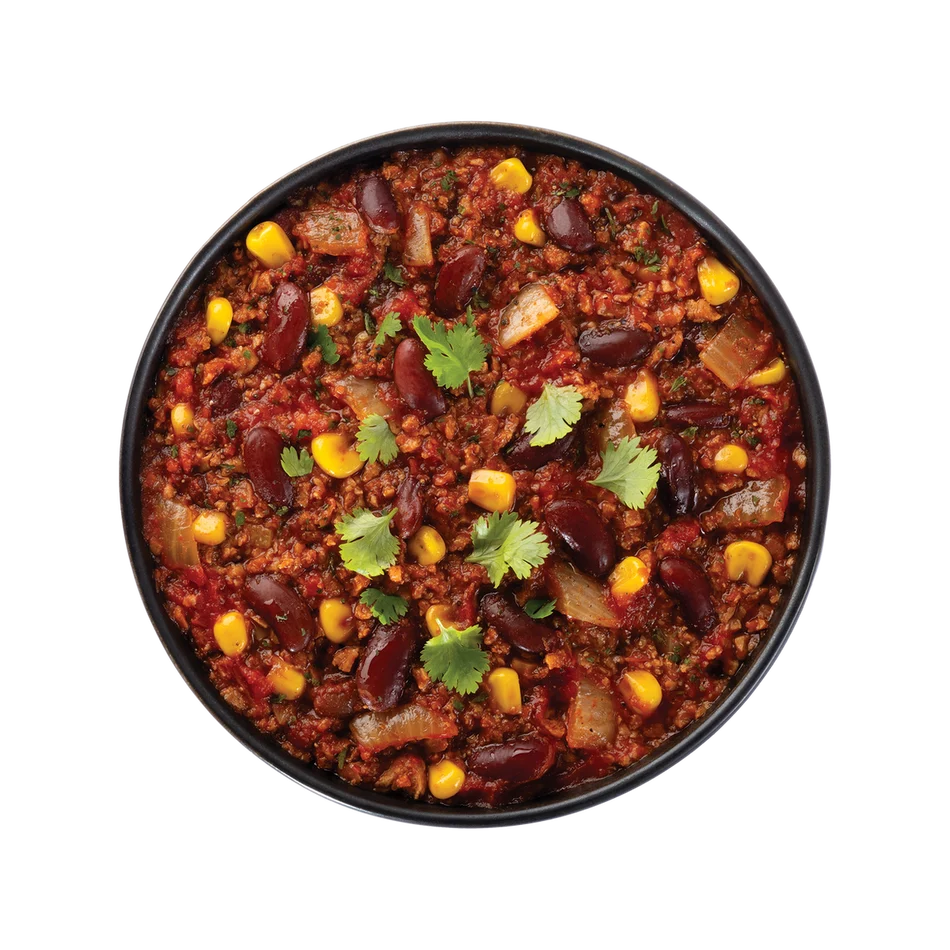 SLY Vegan Chili backpacking meal with rich tomato sauce and spices