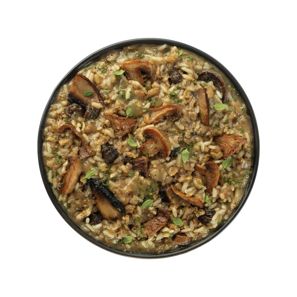 SLY Mushroom Risotto backpacking meal with white wine and umami sauce