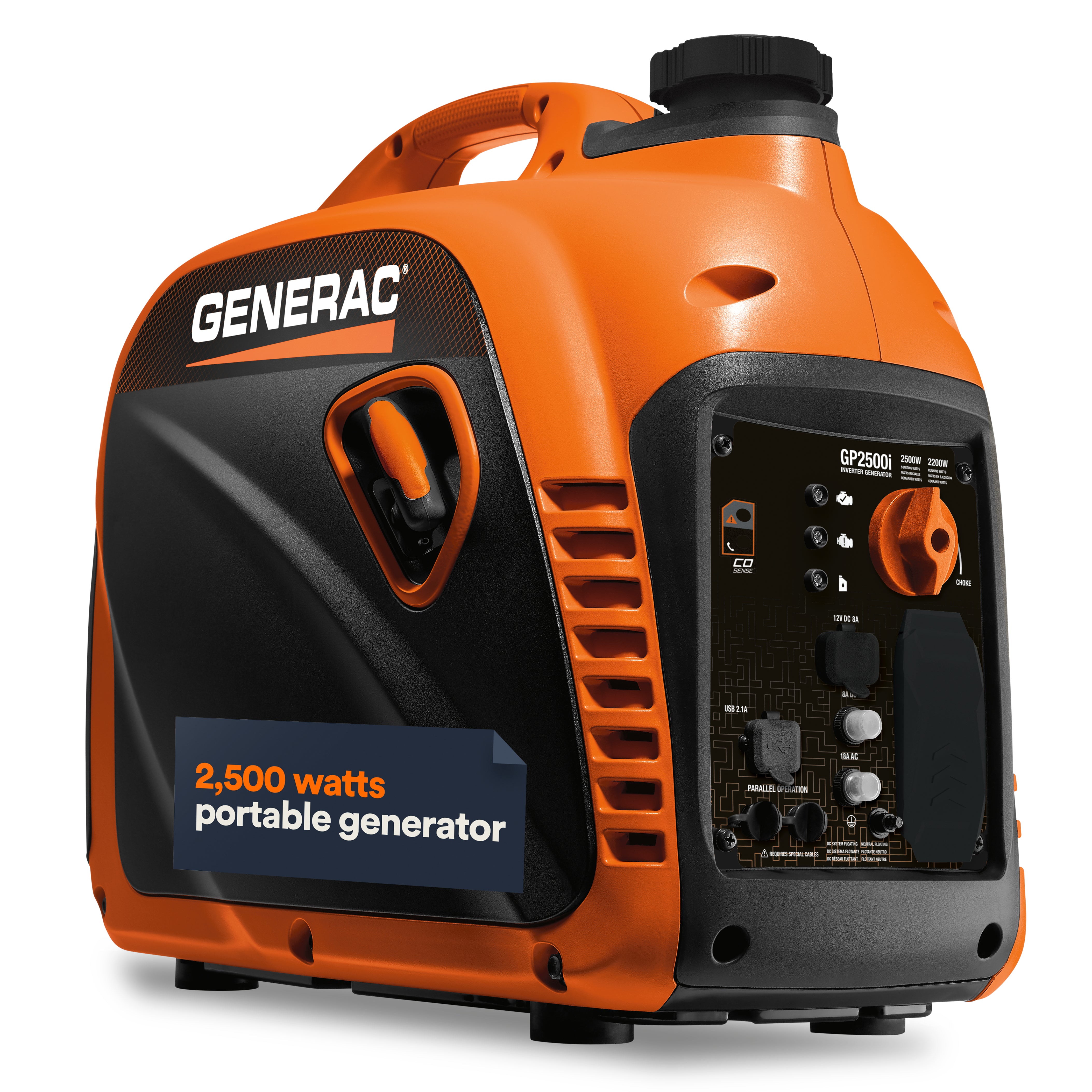 GP2500i portable inverter generator with 2500 starting watts and 2200 running watts