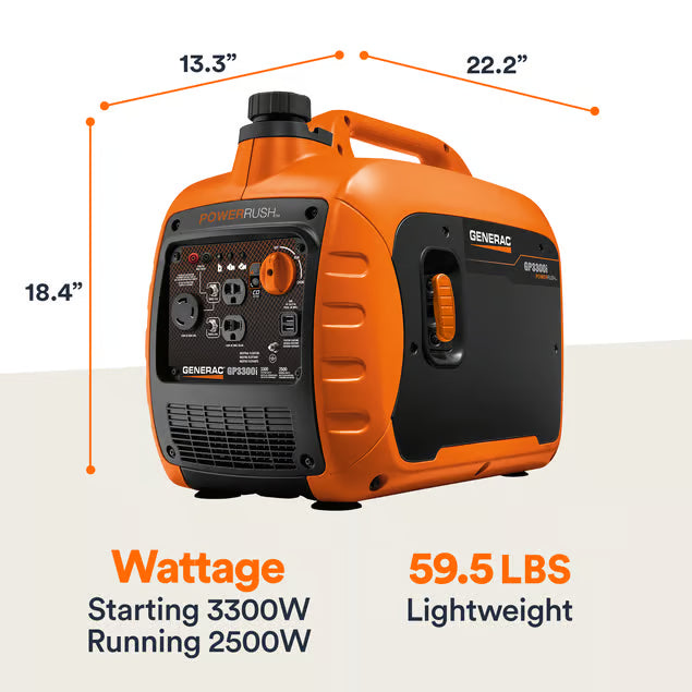 Generac GP3300i portable generator with USB charging ports for mobile devices