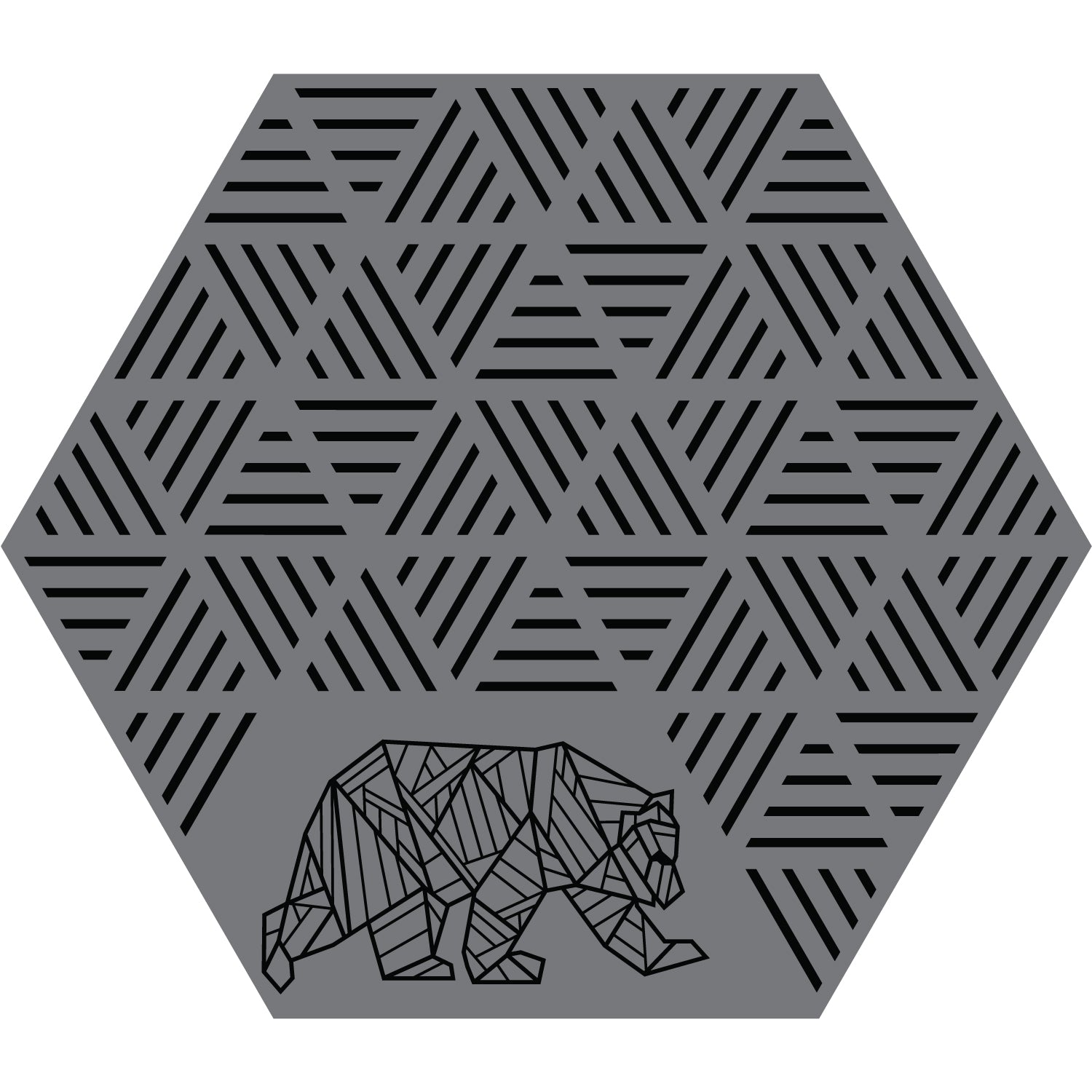 Hexagon striped RV mat designed to fit Bear Den and Super Bear Den gazebos