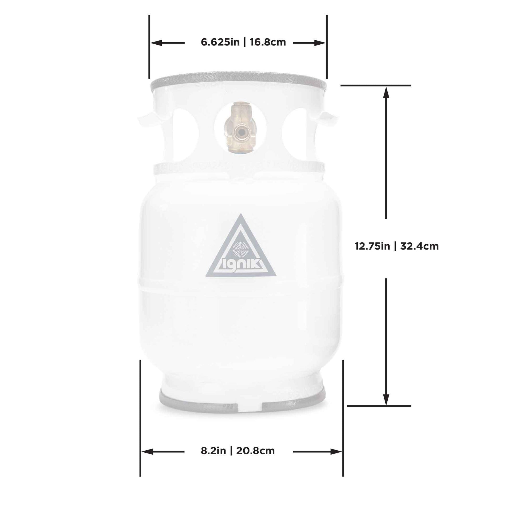 Dimensions of a compact propane tank 
