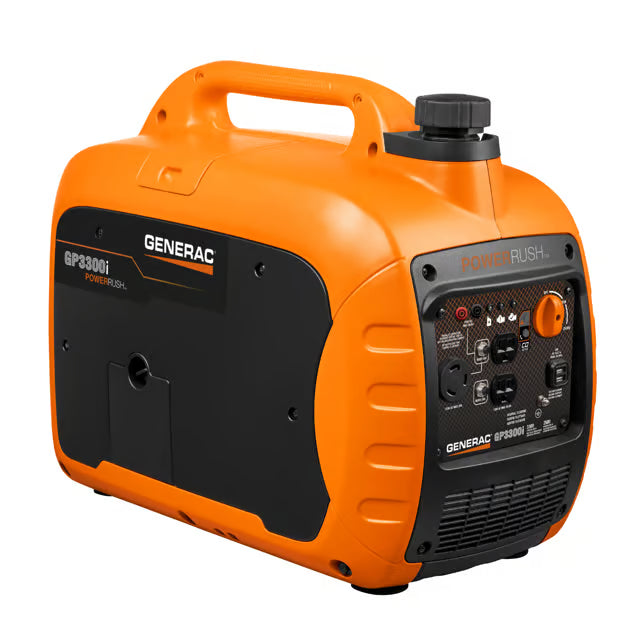 Generac GP3300i portable generator control panel with status lights and PowerDial