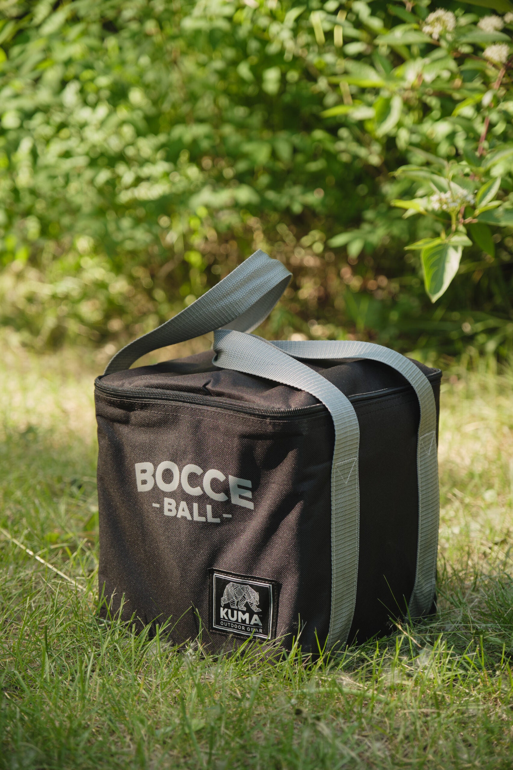 Kuma Bocce Ball Set with red and grey balls, white pallino and carry bag