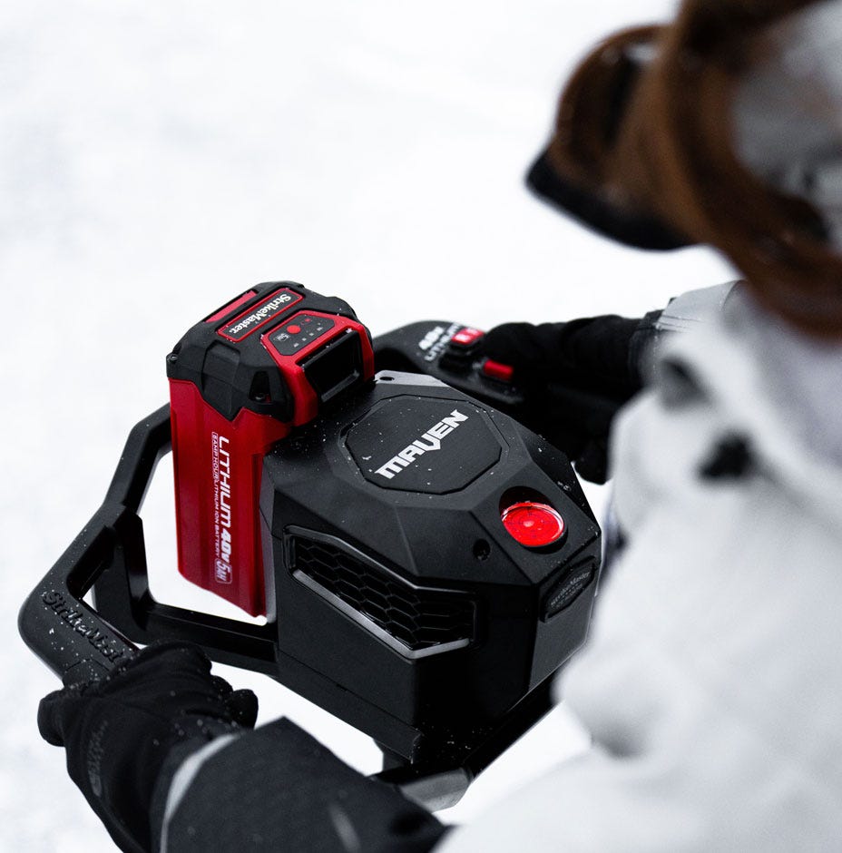 StrikeMaster 40V lithium-ion battery with LED status indicator