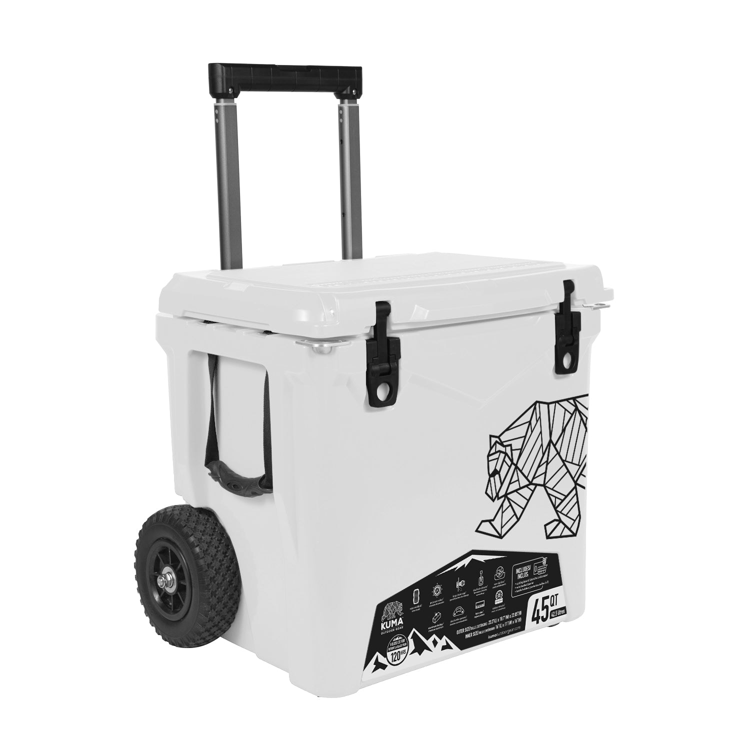 Orso Wheeled Icebox with rubberized wheels and aluminum tow frame