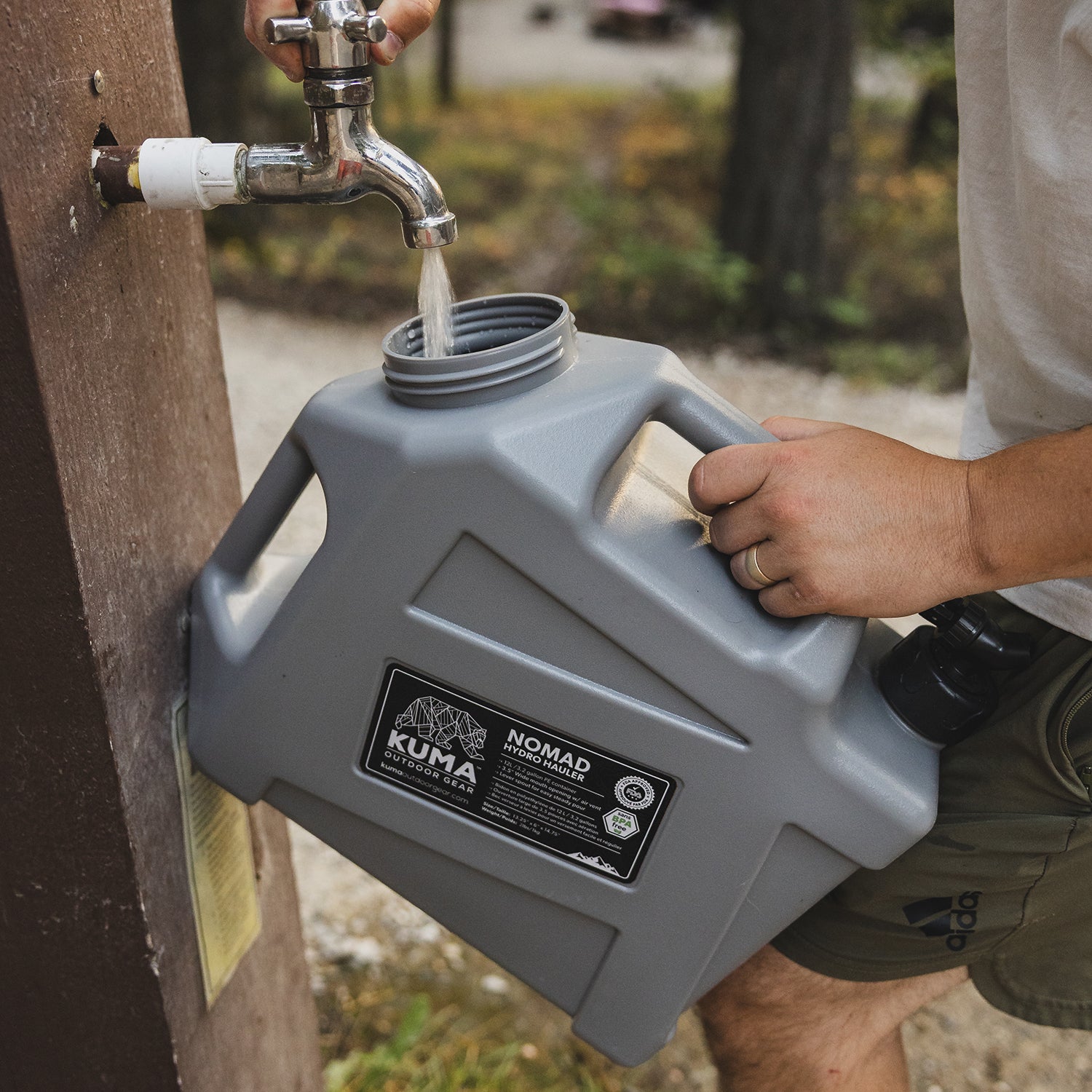 Nomad Hydro Hauler used at campsite for fresh water