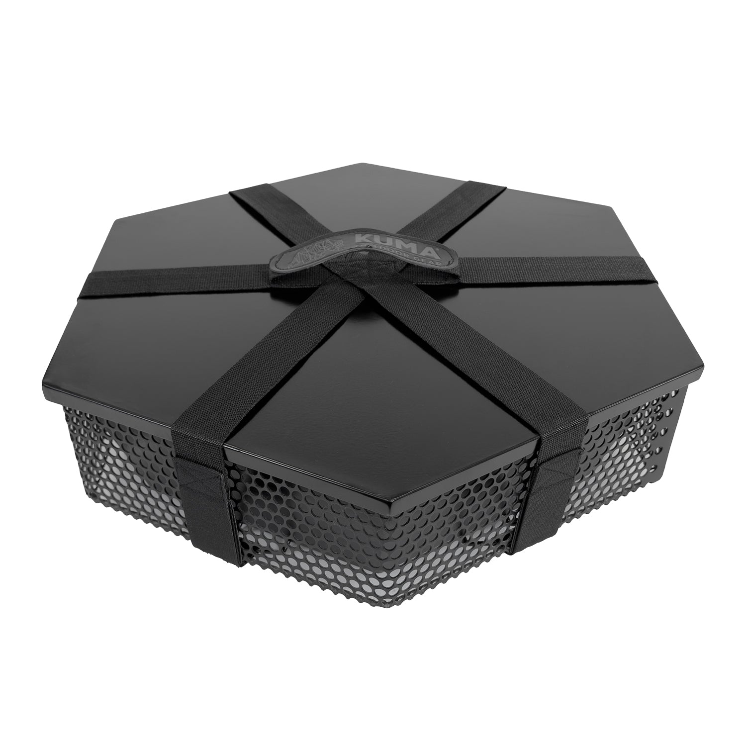 A diagram showing the dimensions of the fire bowl: 19.5 inches wide and long, 12 inches tall when open, and 6.5 inches tall when collapsed.

