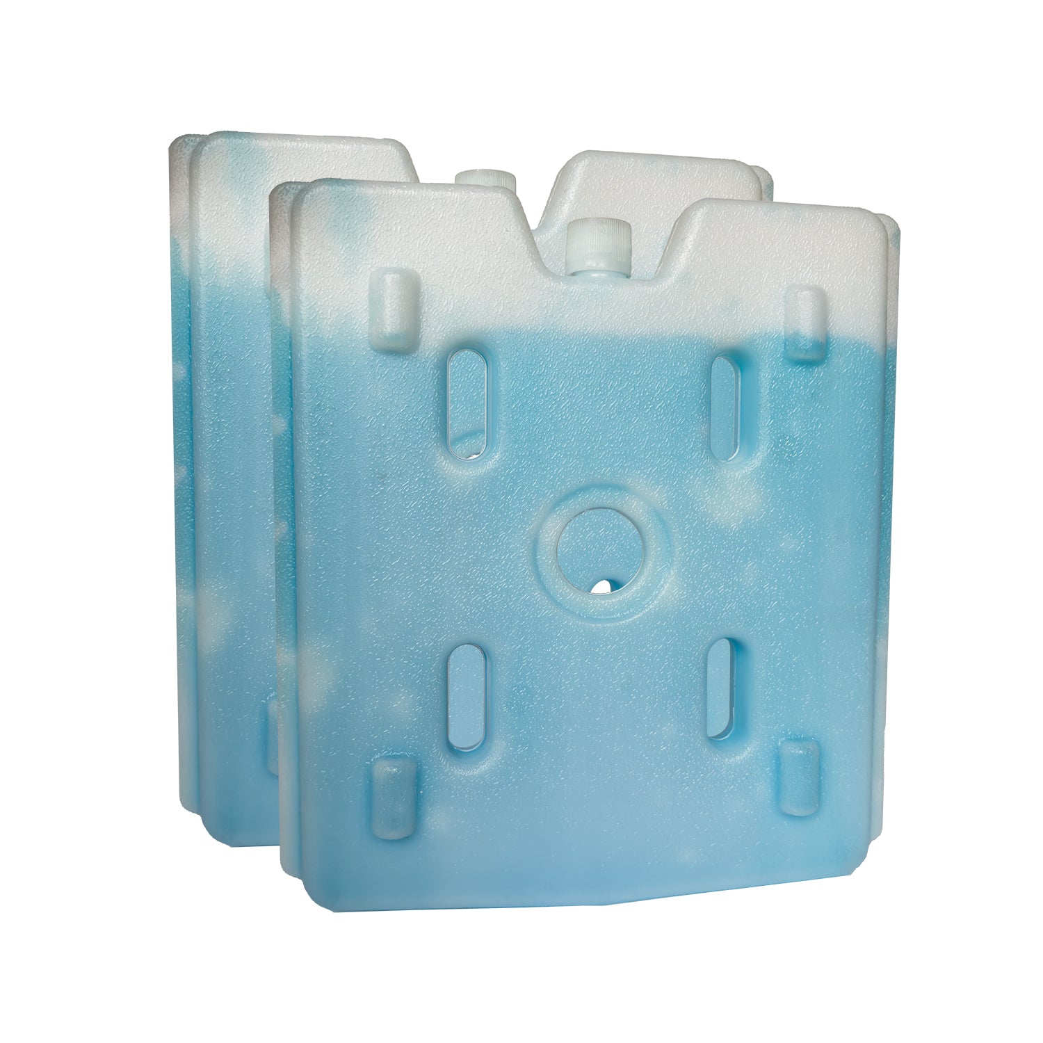 Orso 45QT Icebox with custom-fit reusable ice packs securely installed using twist on/off knobs.