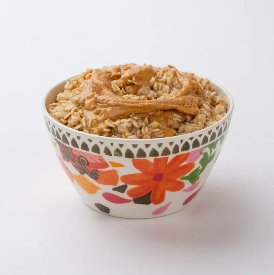 Freeze-dried oatmeal with peanut butter and banana for hiking