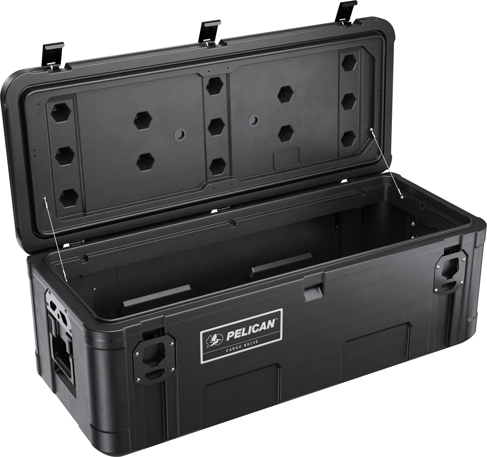 Heavy-duty Pelican Cargo case with lay-flat carry handles