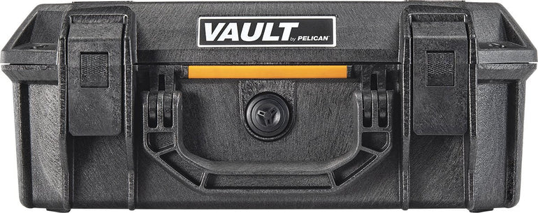 Vault gun case interior with five layers of protective foam for secure firearm storage.
