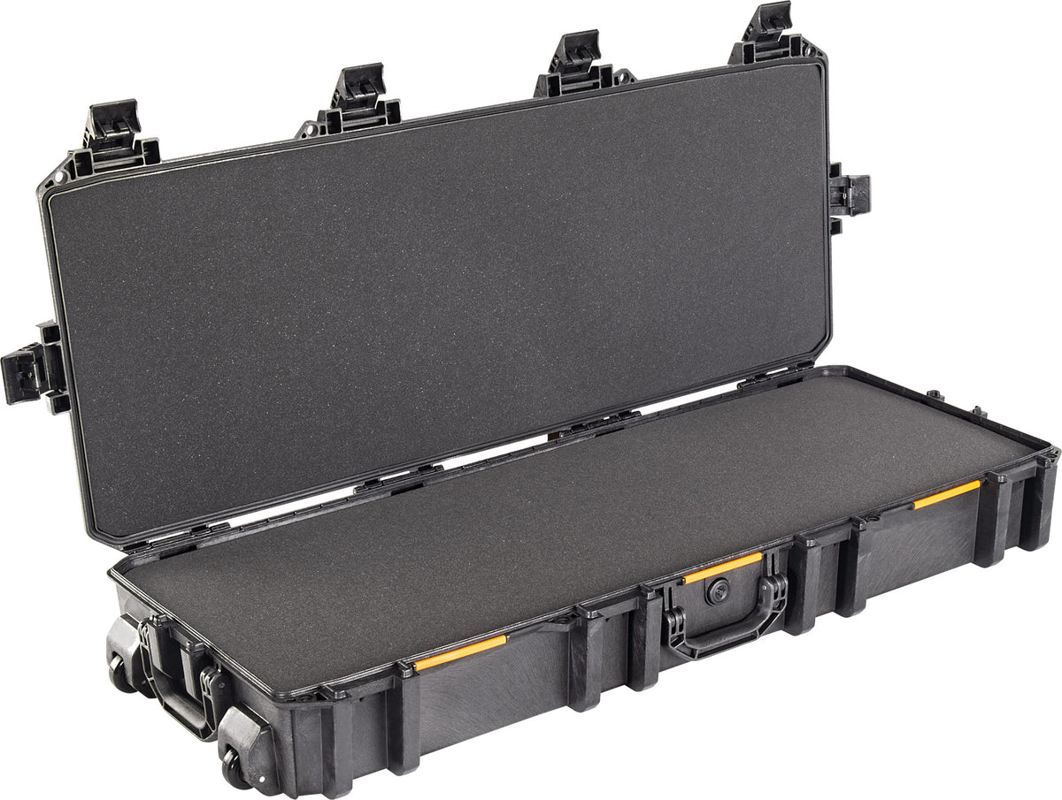 Interior of the Vault series gun case, featuring four layers of dense, protective foam designed to cushion tactical firearms and accessories. Spacious, high-impact polymer build with reinforced walls, designed to protect against crushing and dust.