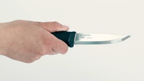 Orange Morakniv Companion (S) camping knife with soft friction grip and protective finger guard